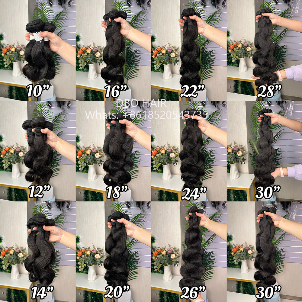 DBO 9A body wave human virgin Hair natural black Bundles