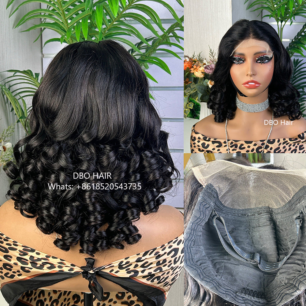 DBO 5X5 Glueless wig bouncy curl 16 inch #1B