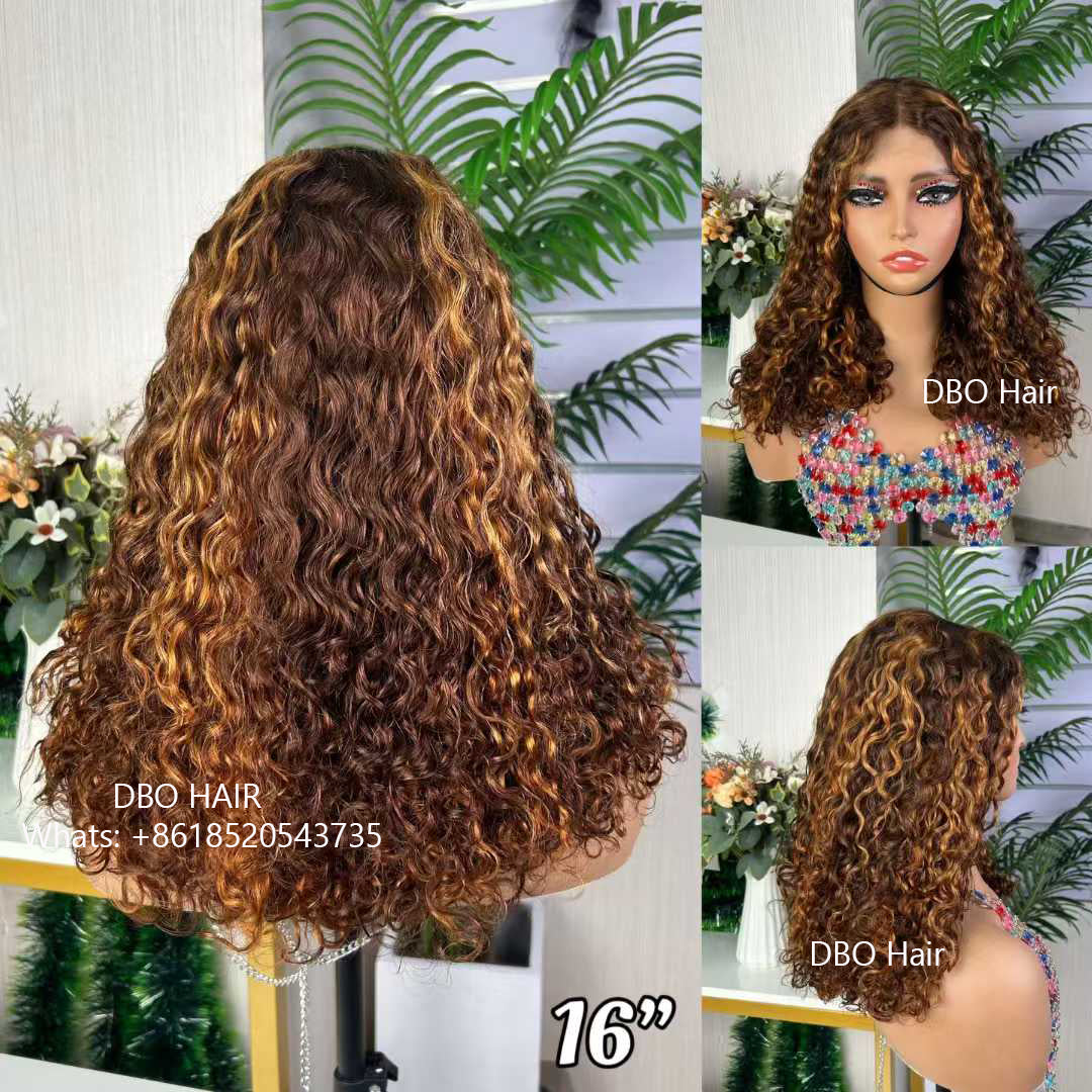 DBO SDD 5×5 water curly glueless lace closure wig piano color 16"