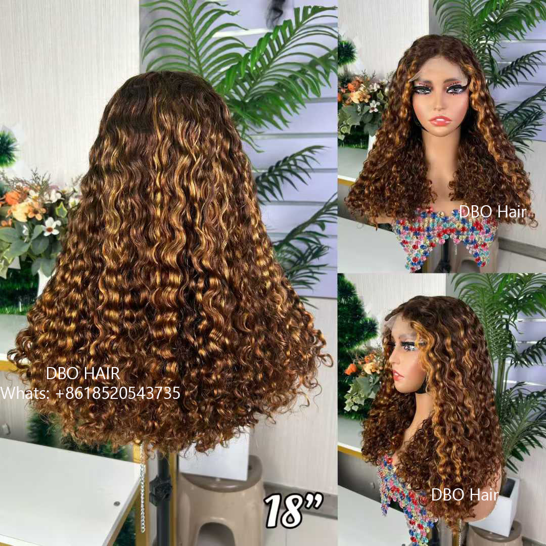 DBO SDD 5×5 water curly glueless lace closure wig piano color 18"