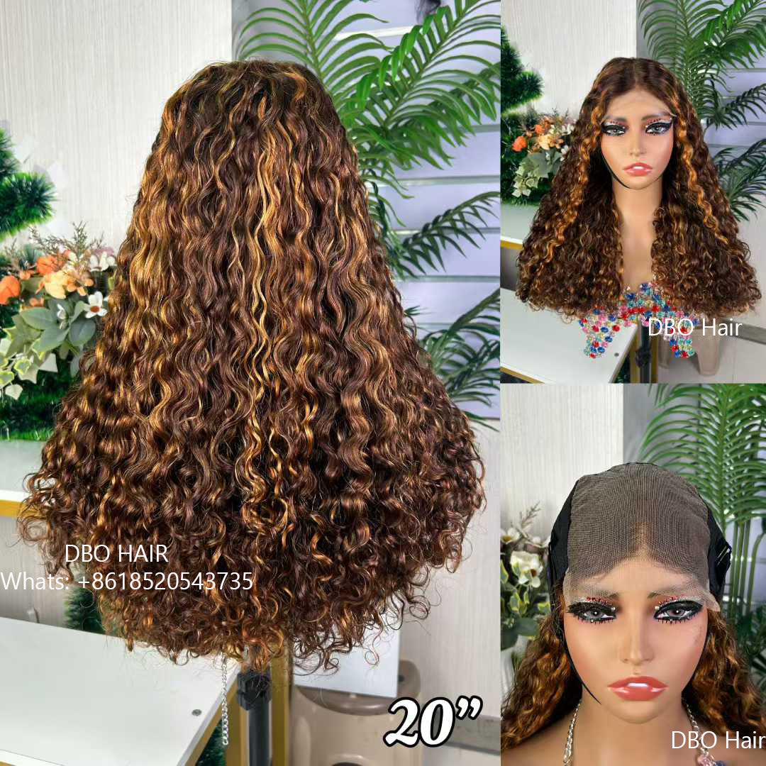 DBO SDD 5×5 water curly glueless lace closure wig piano color 20"
