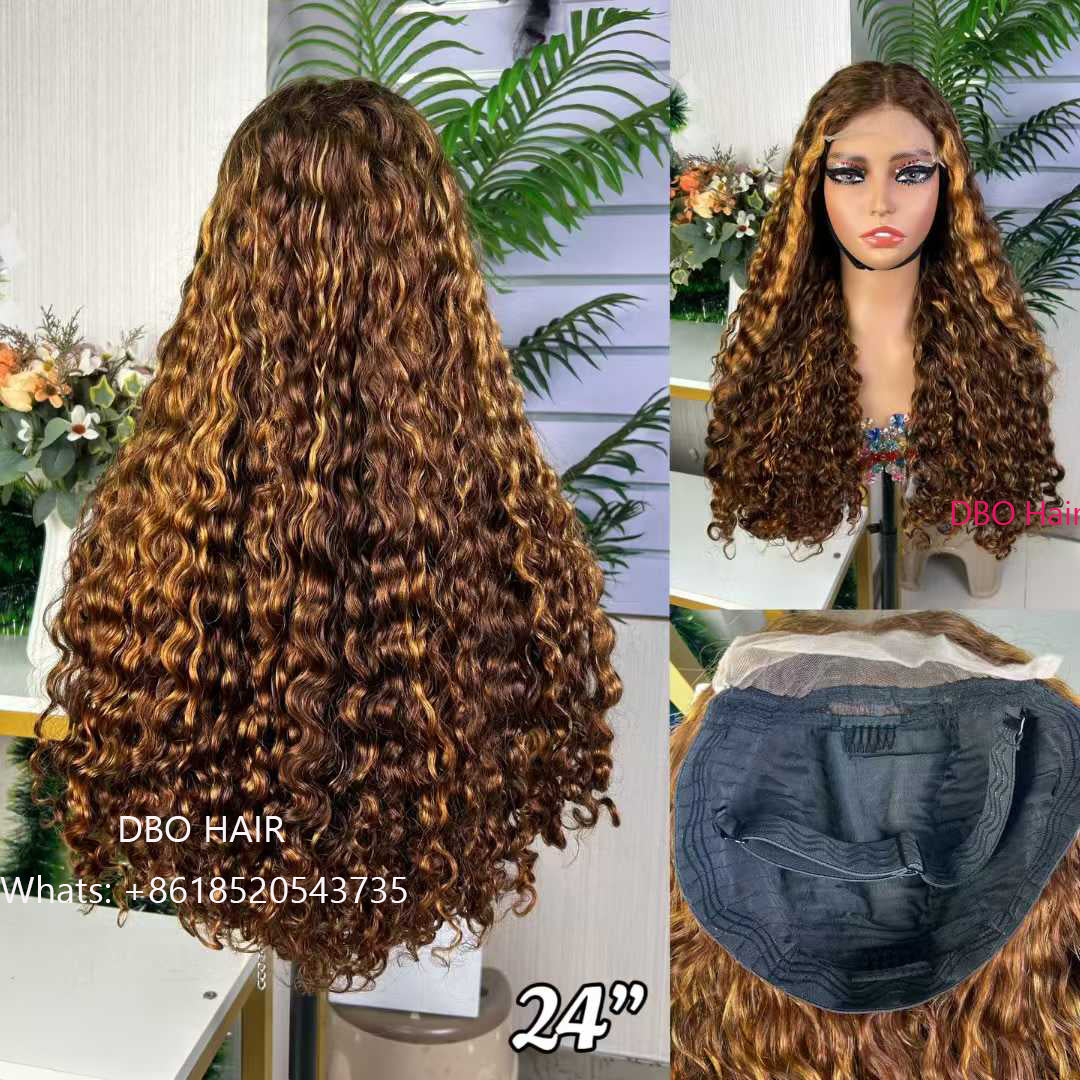 DBO SDD 5×5 water curly glueless lace closure wig piano 24"