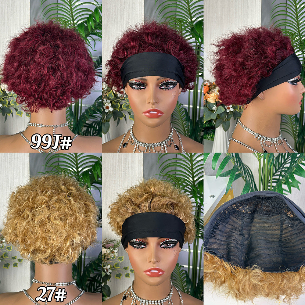 New Arrival Wig Short Afro Curly Headband Wig