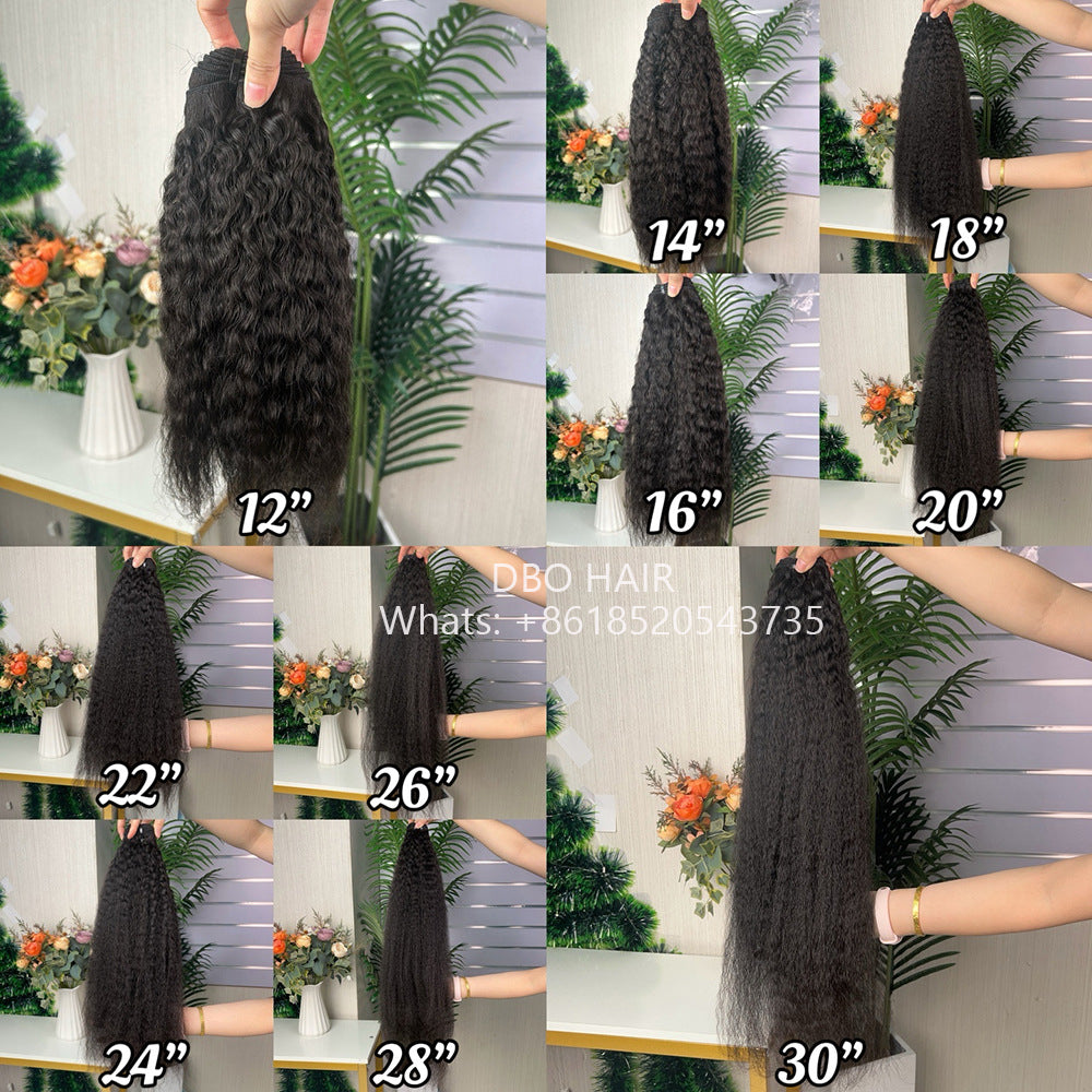 DBO double drawn Remy quality kinky straight 100% human hair
