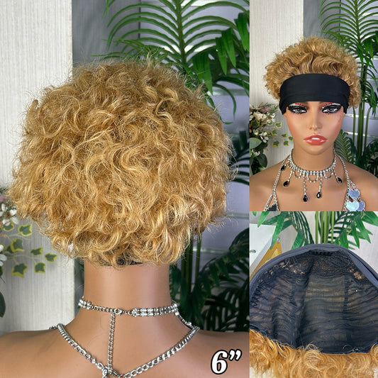 New Arrival  Wig Short Afro Curly Headband Wig #27
