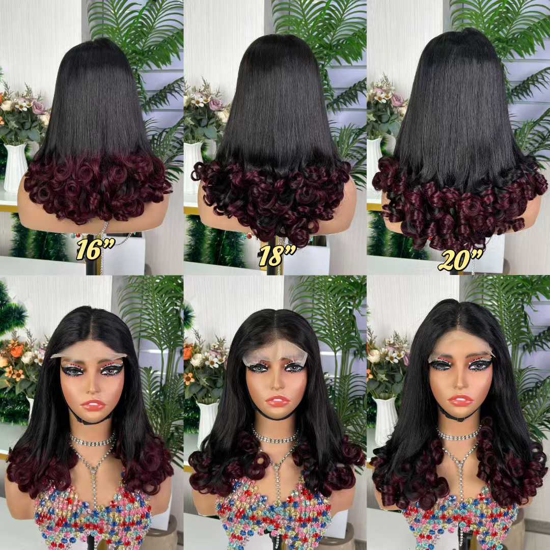 5×5 sdd flower curly glueless lace wig Black +99J 16-18-20 inch