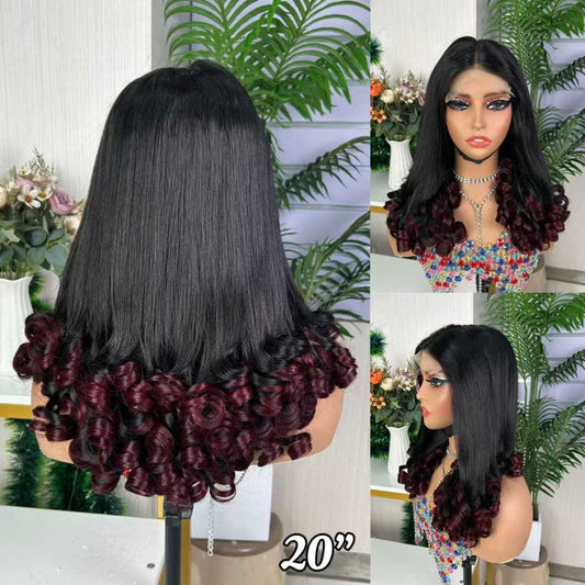5×5 sdd flower curly glueless lace wig black +99J 20 inch