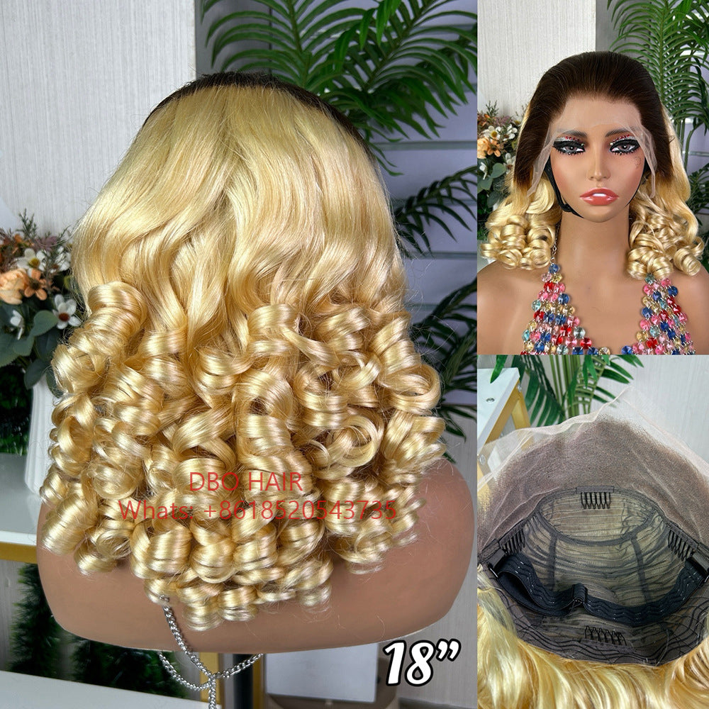 DBO 13X4 Glueless wig bouncy curl 18 inch #T4#613
