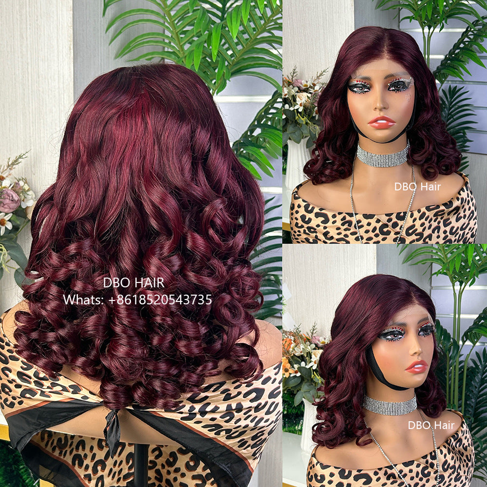 DBO 5X5 Glueless wig bouncy curl 16 inch #99J