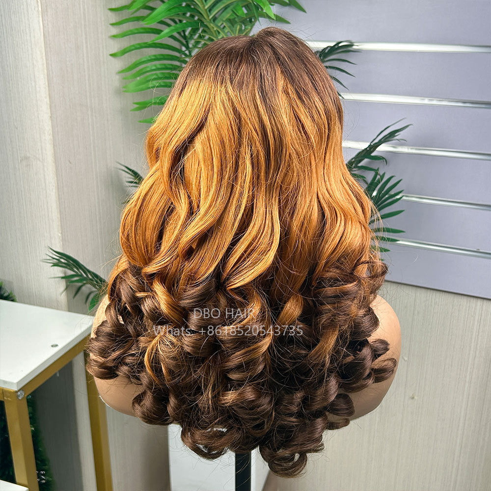 DBO  5X5 Loose Bouncy Wig 18 inch  #T4/#30/#4