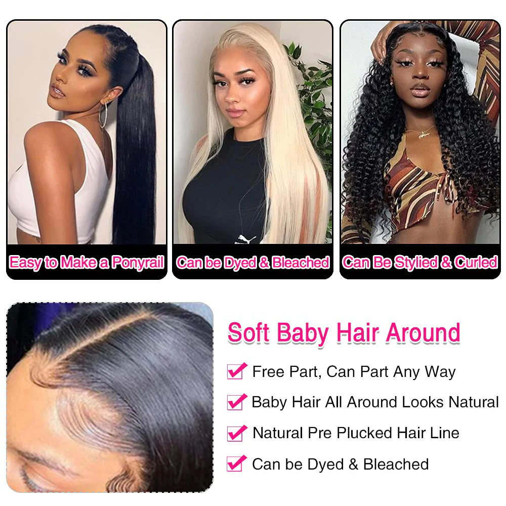 DBO Human hair Straight Wig with 13x4 Lace Frontal 34
