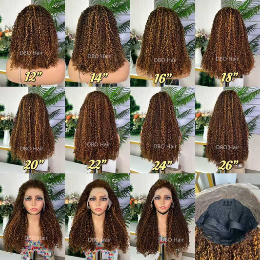 DBO SDD 13X4 pixie curly piano color wig 12-26 inch stock