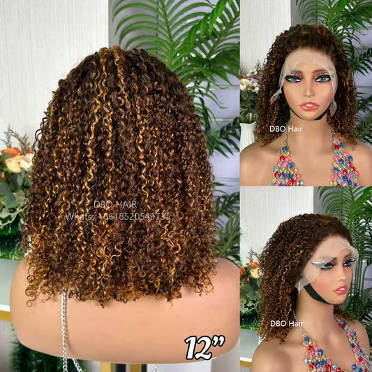 DBO SDD 13X4 Frontal pixie curly piano color wig 12 inch