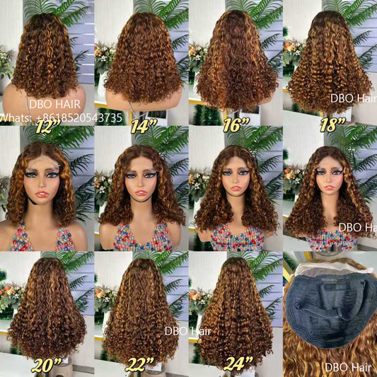 DBO SDD 5×5 water curly glueless lace closure wig piano color