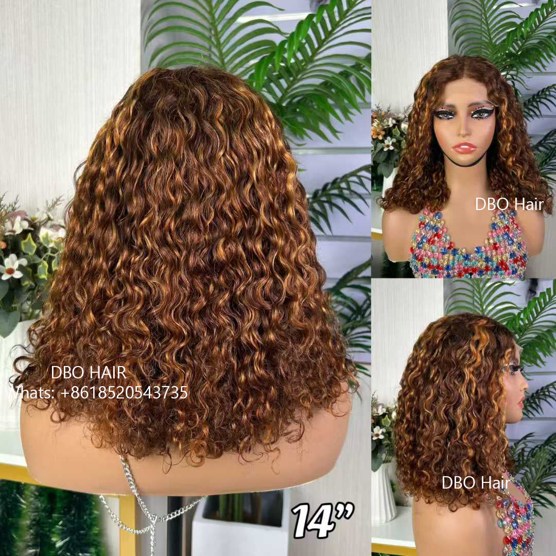 DBO SDD 5×5 water curly glueless lace closure wig piano color 14"