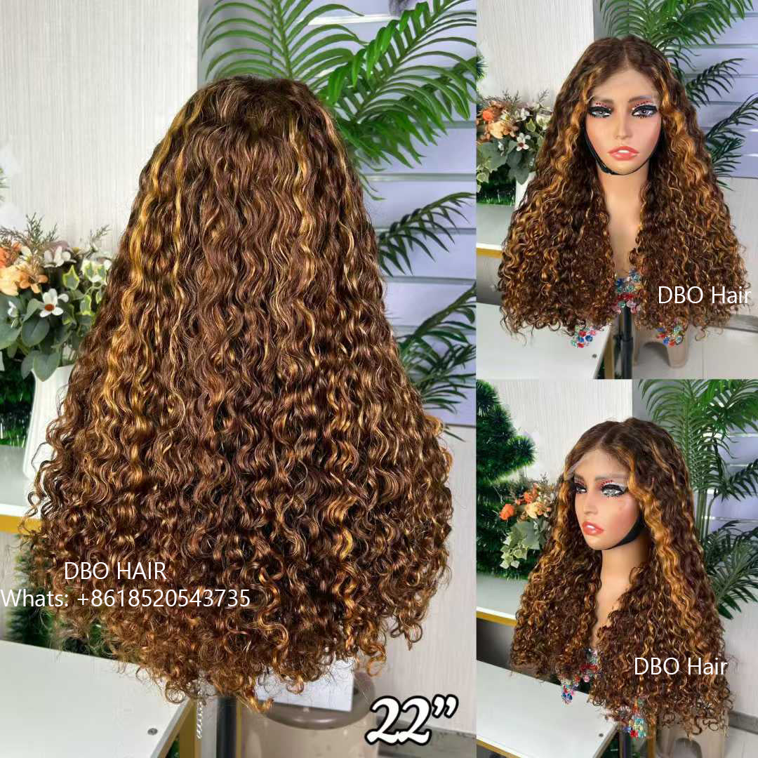 DBO SDD 5×5 water curly glueless lace closure wig piano color 22"
