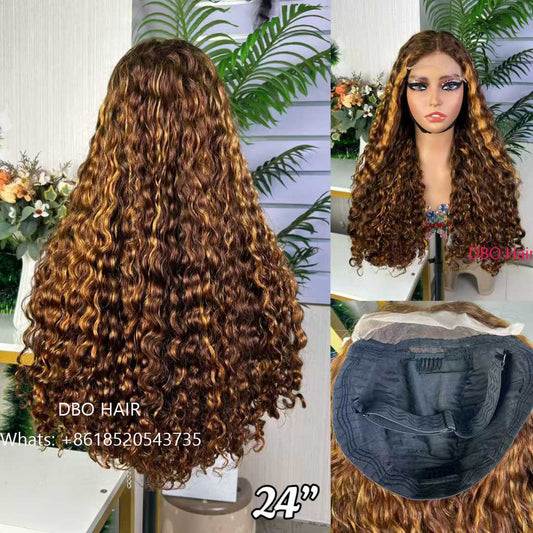 DBO SDD 5×5 water curly glueless lace closure wig piano 24"