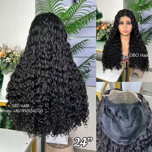 DBO SDD water curly lace closure wig Nature Color 24"