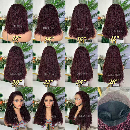 DBO SDD 13×4 pixie curly wig 12-26" #99J Burgundy color