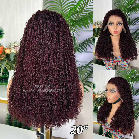 DBO SDD 13×4 pixie curly wig, 99J Burgundy color 20 inch