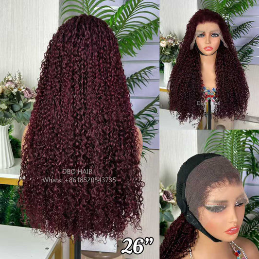 DBO SDD 13×4 pixie curly wig, 99J Burgundy color 26 inch